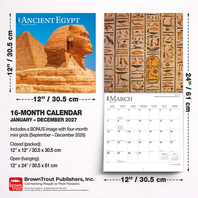 2027 BrownTrout Ancient Egypt 12" x 12" Monthly Wall Calendar (9798330711611)
