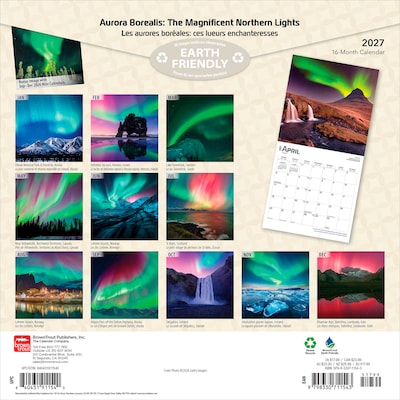 2027 BrownTrout Aurora Borealis 12 x 12 Monthly Wall Calendar (9798330711543)