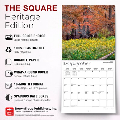 2027 BrownTrout Arkansas Wild & Scenic 12" x 12" Monthly Wall Calendar (9798330714070)