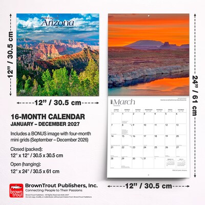 2027 BrownTrout Arizona Wild & Scenic 12" x 12" Monthly Wall Calendar (9798330710386)