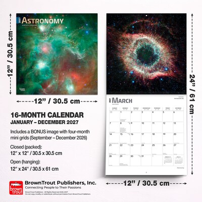 2027 BrownTrout Astronomy 12" x 12" Monthly Wall Calendar (9798330711536)