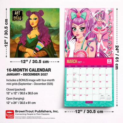 2027 BrownTrout Art of Drag 12" x 12" Monthly Wall Calendar (9798330715305)