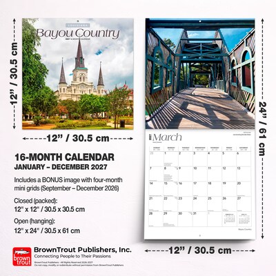 2027 BrownTrout Louisiana Places 12" x 12" Monthly Wall Calendar (9798330710393)