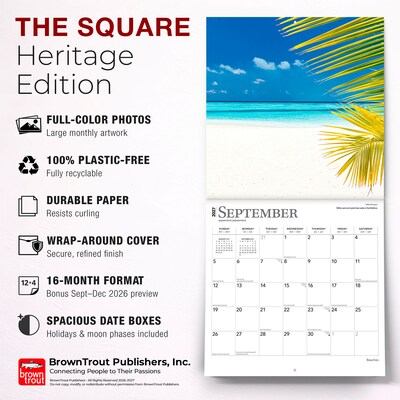 2027 BrownTrout Beaches 12" x 12" Monthly Wall Calendar (9798330711628)