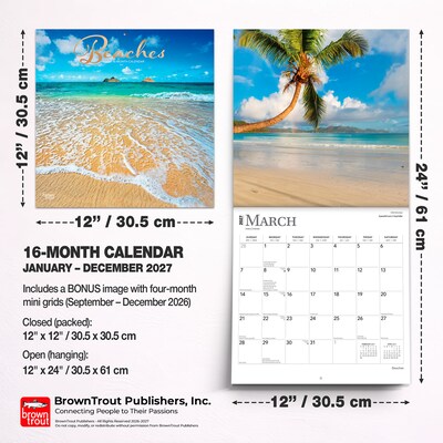 2027 BrownTrout Beaches 12" x 12" Monthly Wall Calendar (9798330711628)