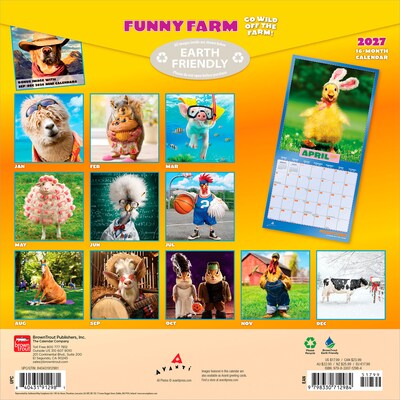 2027 BrownTrout Avanti Funny Farm 12 x 12 Monthly Wall Calendar (9798330712984)