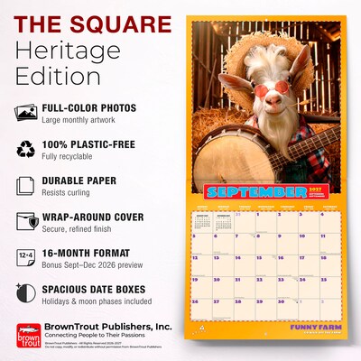 2027 BrownTrout Avanti Funny Farm 12" x 12" Monthly Wall Calendar (9798330712984)