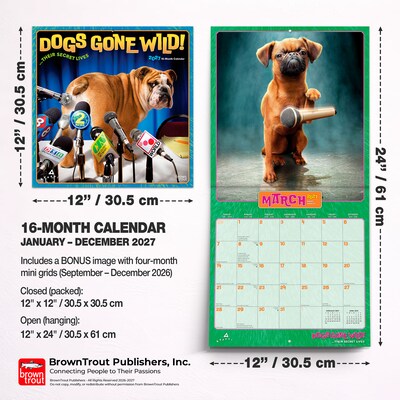 2027 BrownTrout Avanti Dogs Gone Wild 12" x 12" Monthly Wall Calendar (9798330712960)