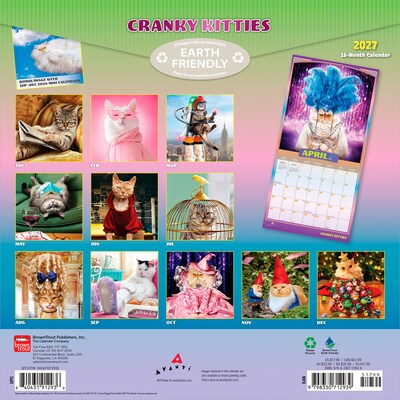 2027 BrownTrout Avanti Cranky Kitties 12 x 12 Monthly Wall Calendar (9798330712939)