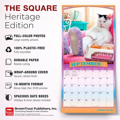2027 BrownTrout Avanti Cranky Kitties 12" x 12" Monthly Wall Calendar (9798330712939)