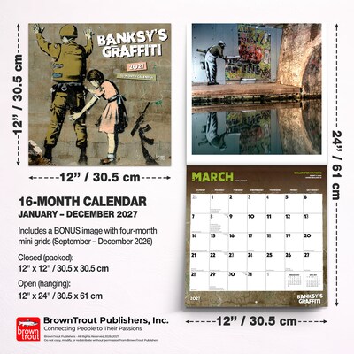 2027 BrownTrout Banksy's Graffiti 12" x 12" Monthly Wall Calendar (9798330713011)