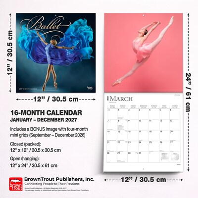 2027 BrownTrout Ballet 12" x 12" Monthly Wall Calendar (9798330711116)