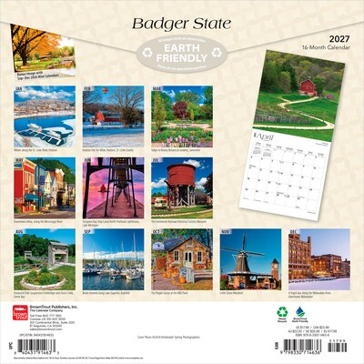 2027 BrownTrout Wisconsin Places 12 x 12 Monthly Wall Calendar (9798330714636)