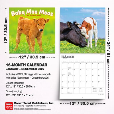 2027 BrownTrout Baby Moo Moos 12" x 12" Monthly Wall Calendar (9798330711864)