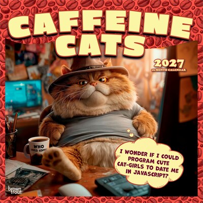 2027 BrownTrout Caffeine Cats 12 x 12 Monthly Wall Calendar (9798330714711)