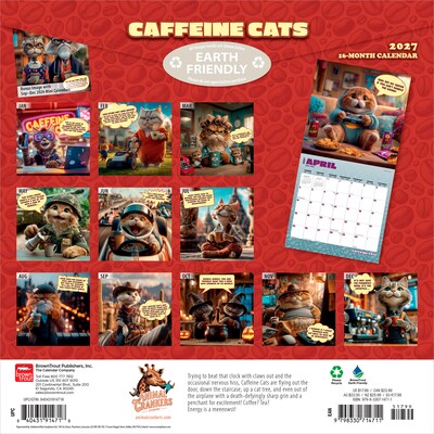 2027 BrownTrout Caffeine Cats 12 x 12 Monthly Wall Calendar (9798330714711)
