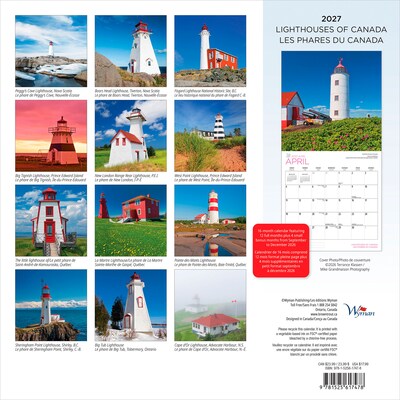2027 BrownTrout Lighthouses of Canada 12 x 12 Monthly Wall Calendar (9781525617478)
