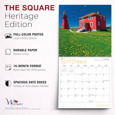 2027 BrownTrout Lighthouses of Canada 12" x 12" Monthly Wall Calendar (9781525617478)