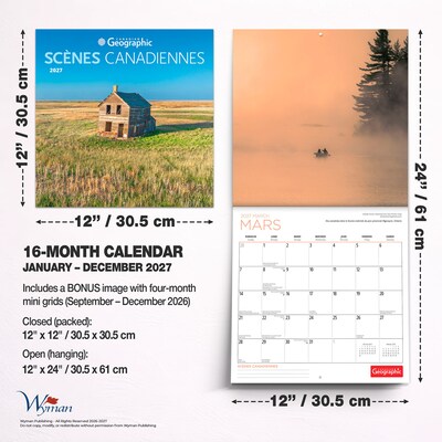 2027 BrownTrout Canadian Geographic Scenes 12" x 12" Monthly Wall Calendar (9781525617416)