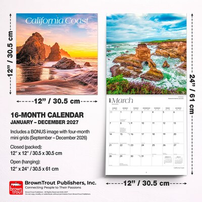 2027 BrownTrout California Coast 12" x 12" Monthly Wall Calendar (9798330710423)