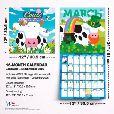 2027 BrownTrout Cows Creamery 12" x 12" Monthly Wall Calendar (9781525617430)