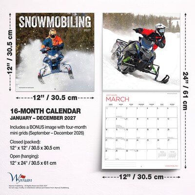 2027 BrownTrout Snowmobiling 12" x 12" Monthly Wall Calendar (9781525617768)