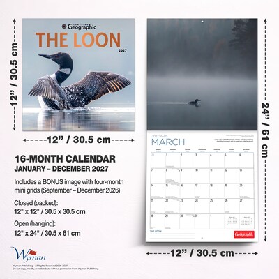 2027 BrownTrout Canadian Geographic The Loon 12" x 12" Monthly Wall Calendar (9781525617805)