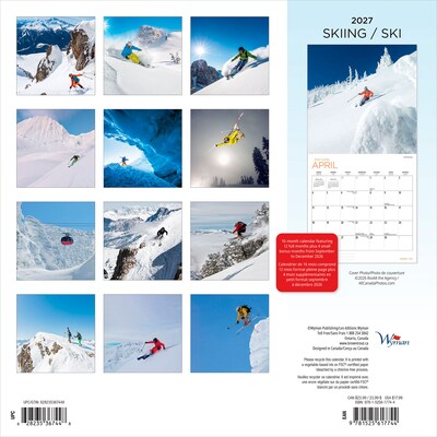 2027 BrownTrout Skiing 12 x 12 Monthly Wall Calendar (9781525617744)
