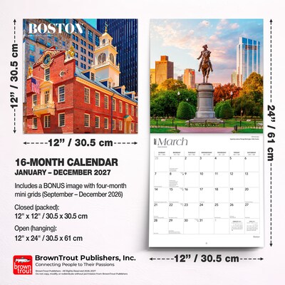 2027 BrownTrout Boston 12" x 12" Monthly Wall Calendar (9798330711000)