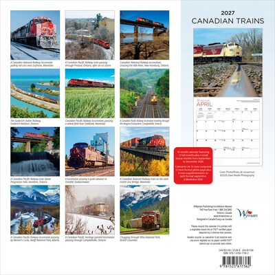 2027 BrownTrout Canadian Trains 12 x 12 Monthly Wall Calendar (9781525617362)
