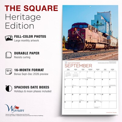 2027 BrownTrout Canadian Trains 12" x 12" Monthly Wall Calendar (9781525617362)