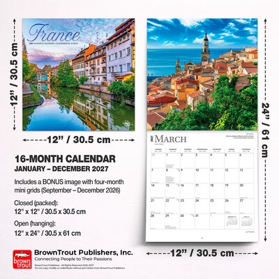 2027 BrownTrout France 12" x 12" Monthly Wall Calendar (9798330711635)