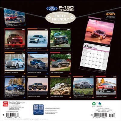 2027 BrownTrout Ford F150 Trucks 12 x 12 Monthly Wall Calendar (9798330715831)