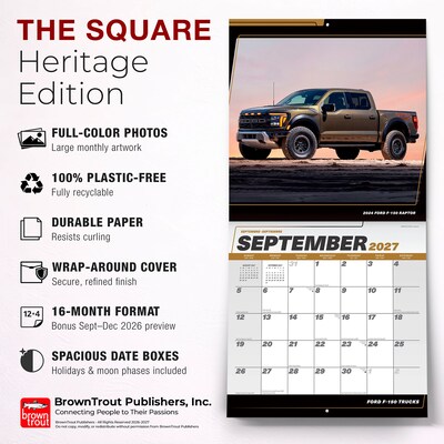 2027 BrownTrout Ford F150 Trucks 12" x 12" Monthly Wall Calendar (9798330715831)