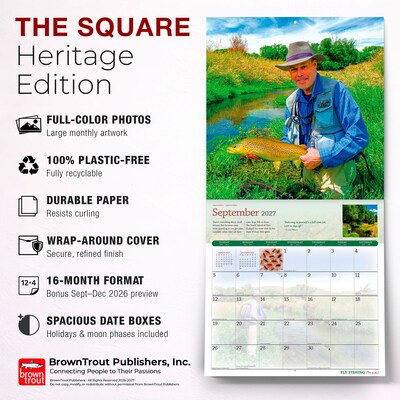 2027 BrownTrout Fly Fishing Dreams 12" x 12" Monthly Wall Calendar (9798330713233)