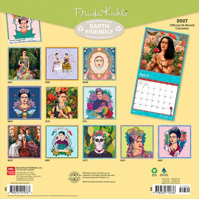 2027 BrownTrout Frida Kahlo 12 x 12 Monthly Wall Calendar (9798330715336)