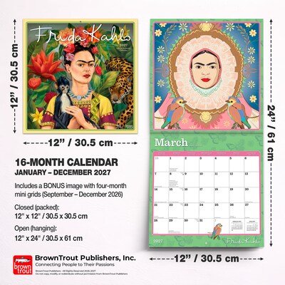 2027 BrownTrout Frida Kahlo 12" x 12" Monthly Wall Calendar (9798330715336)
