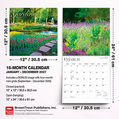 2027 BrownTrout Gardens 12" x 12" Monthly Wall Calendar (9798330711307)