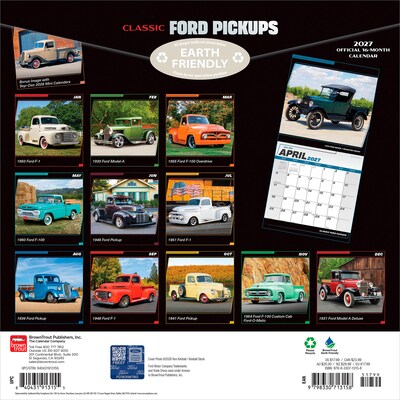 2027 BrownTrout Classic Ford Pickups 12 x 12 Monthly Wall Calendar (9798330713158)