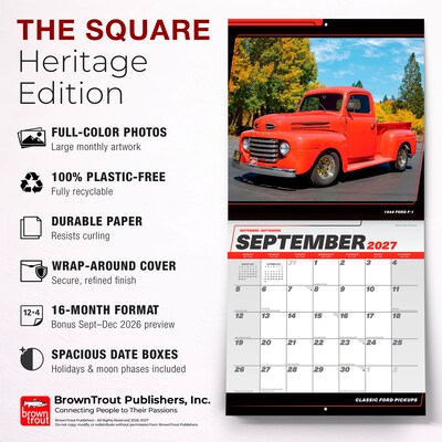 2027 BrownTrout Classic Ford Pickups 12" x 12" Monthly Wall Calendar (9798330713158)