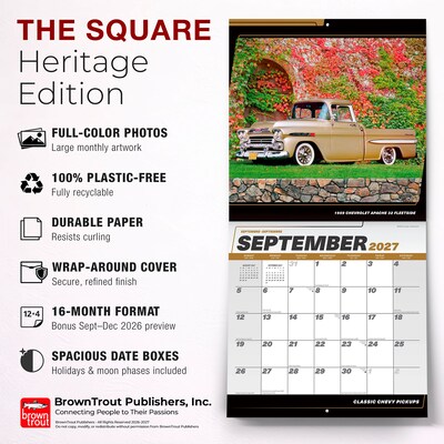 2027 BrownTrout Classic Chevy Pickups 12" x 12" Monthly Wall Calendar (9798330713134)