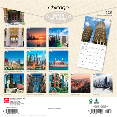 2027 BrownTrout Chicago 12 x 12 Monthly Wall Calendar (9798330711017)