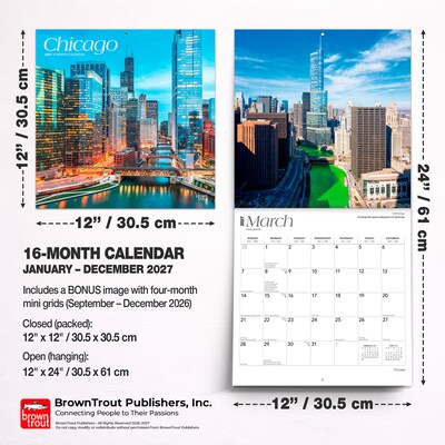 2027 BrownTrout Chicago 12" x 12" Monthly Wall Calendar (9798330711017)
