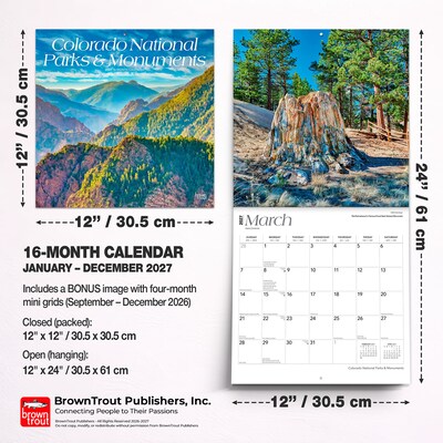 2027 BrownTrout Colorado National Parks & Monuments 12" x 12" Monthly Wall Calendar (9798330710461)