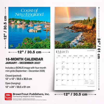2027 BrownTrout Coast of New England 12" x 12" Monthly Wall Calendar (9798330710317)