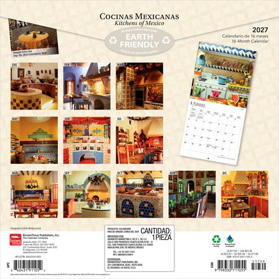 2027 BrownTrout Cocinas Mexicanas Kitchens of Mexico 12 x 12 Monthly Wall Calendar (9798330711055)