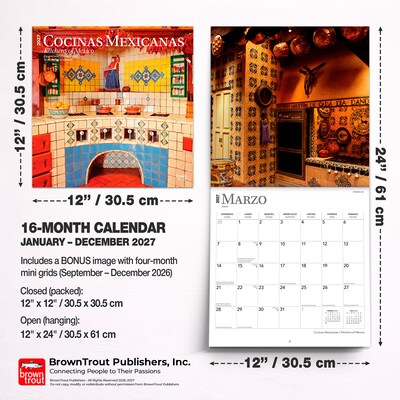 2027 BrownTrout Cocinas Mexicanas Kitchens of Mexico 12" x 12" Monthly Wall Calendar (9798330711055)
