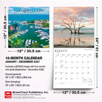 2027 BrownTrout Carolina Coast 12" x 12" Monthly Wall Calendar (9798330710454)