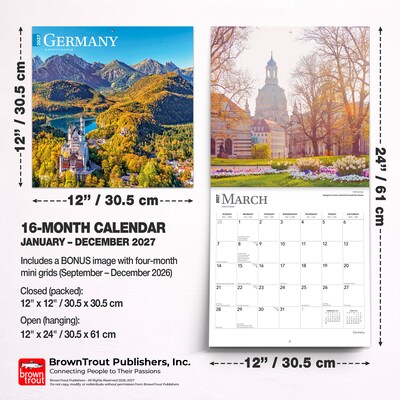 2027 BrownTrout Germany 12" x 12" Monthly Wall Calendar (9798330714858)