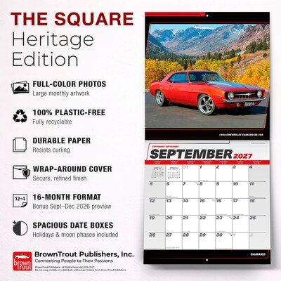 2027 BrownTrout Camaro 12" x 12" Monthly Wall Calendar (9798330713110)